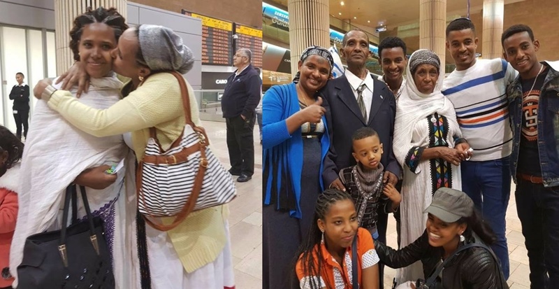2017年11月29日迎接衣索匹亚犹太人回到以色列的照片。