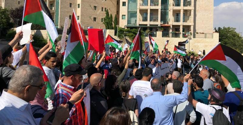 2018年5月14日美国驻耶路撒冷大使馆就职典礼之外的抗议活动。