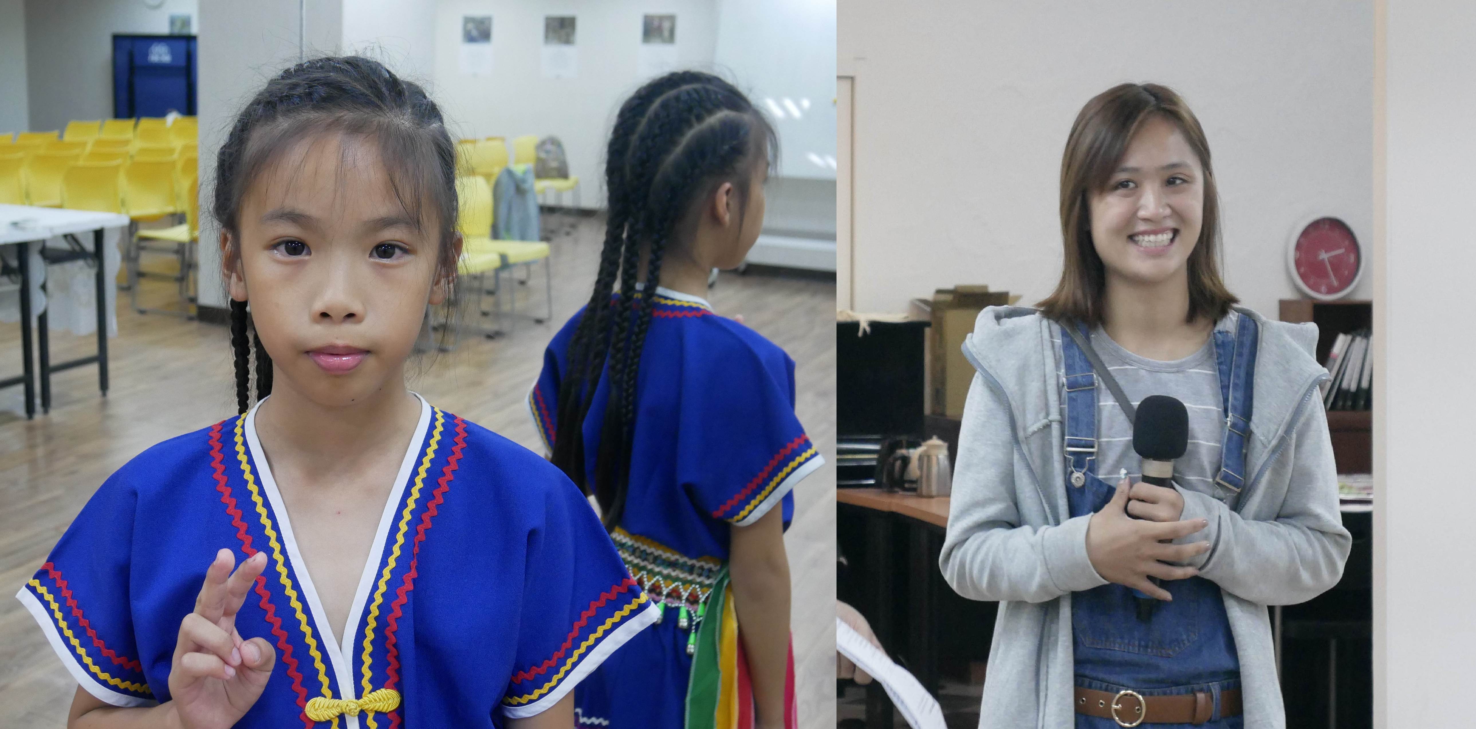 台东德高国小叁年级学童刘叡曦（左）为罹癌小朋友留了五年的长头髮。「风速女孩」林诗亭在台东就读时也曾是受助儿童，她以出席表达支持。